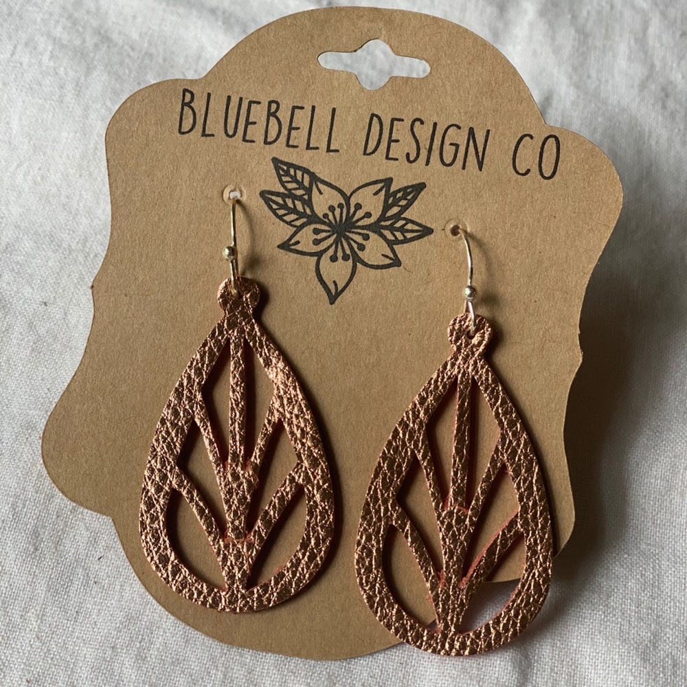 Rose Gold Leather Earrings